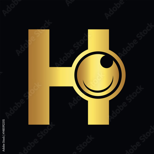 Eyesight Logo combine with letter H vector template