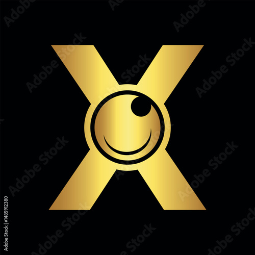 Eyesight Logo combine with letter X vector template