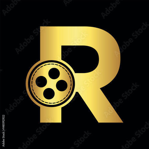 Film Logo Combine with letter R vector template