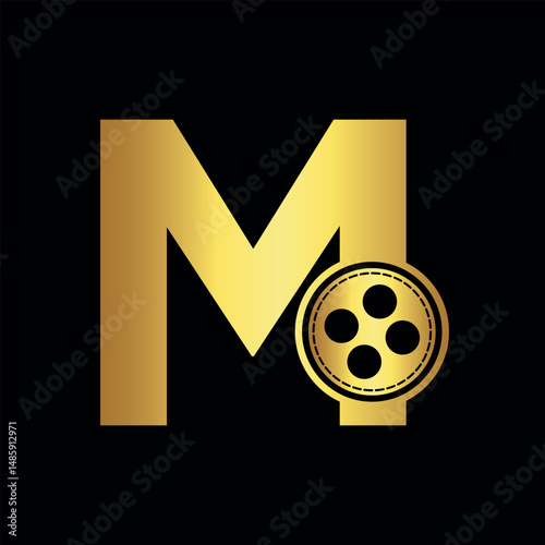 Film Logo Combine with letter M vector template