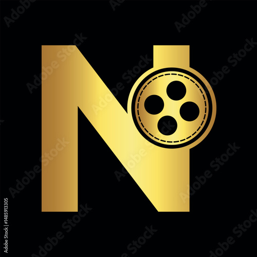 Film Logo Combine with letter N vector template