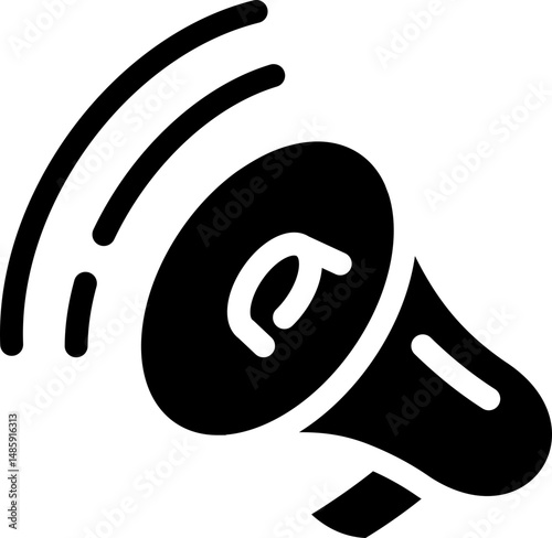 Megaphone and announcement icon. Silhouette style.