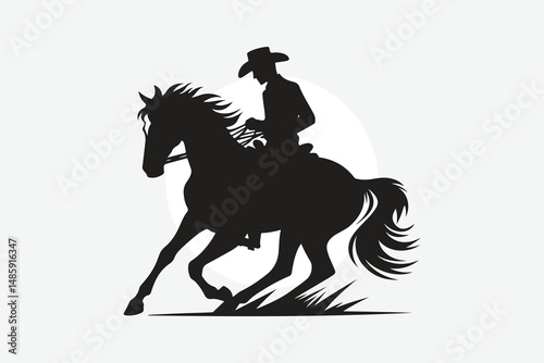 silhouette of horses and cowboy's in black