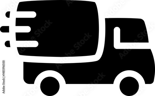 Fast delivery truck icon. Silhouette style.