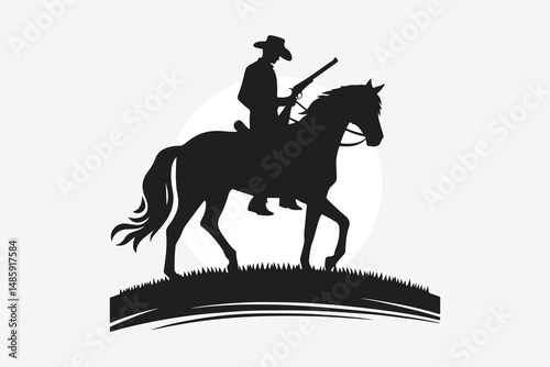 silhouette of horses and cowboy's in black