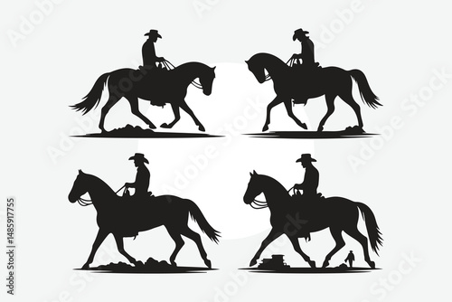 silhouette of horses and cowboy's in black
