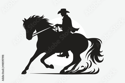 silhouette of horses and cowboy's in black