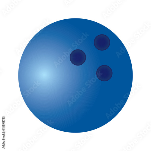 Bowling ball. Blue shiny bowling ball isolated on white background. Sports, freetime, activity and recreation concept. Vector illustratio EPS 10