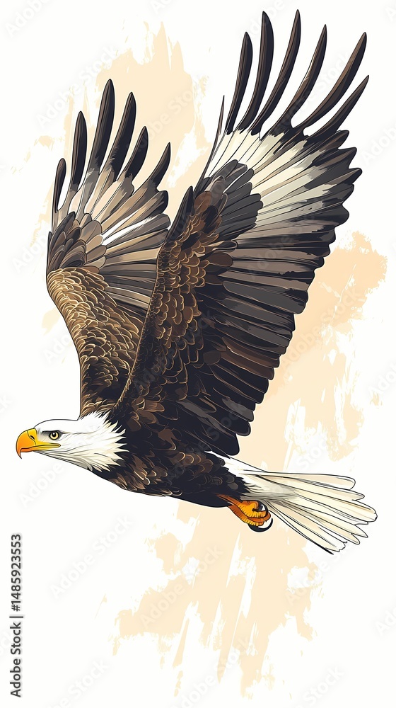 Fototapeta premium Bald eagle in flight illustration