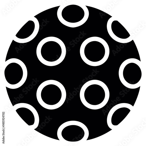 Black and white golf ball pattern vector showing minimalist sports design with circular dimples, ideal for golf themes, backgrounds, and vector graphics