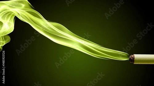 Ethereal Green Smoke Swirling Against a Dark Background Capturing Movement and Flow