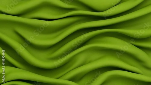 Smooth Green Fabric Texture with Soft Waves and Natural Drapes for Design Projects