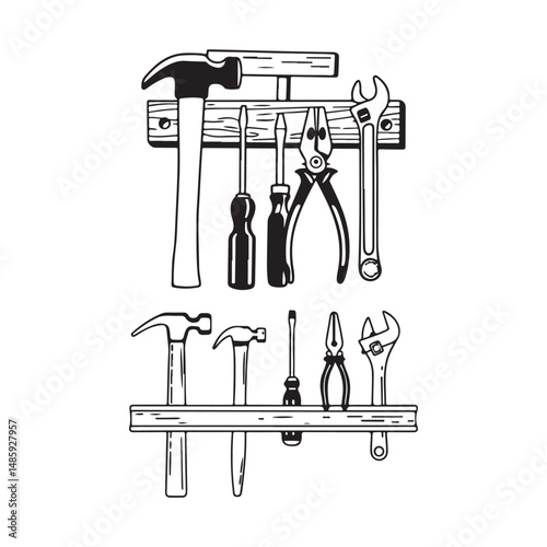 Set of different tools silhouette