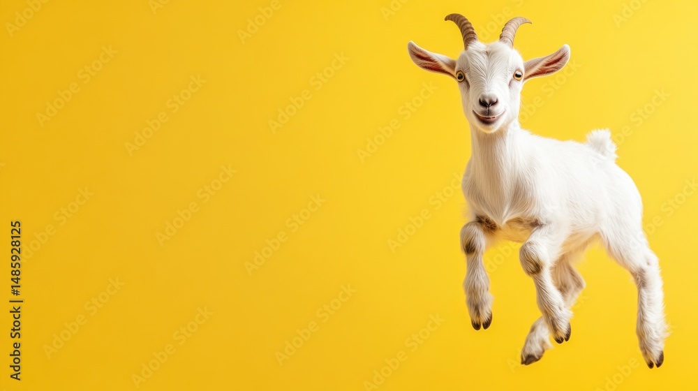 Fototapeta premium Cute goat leaping