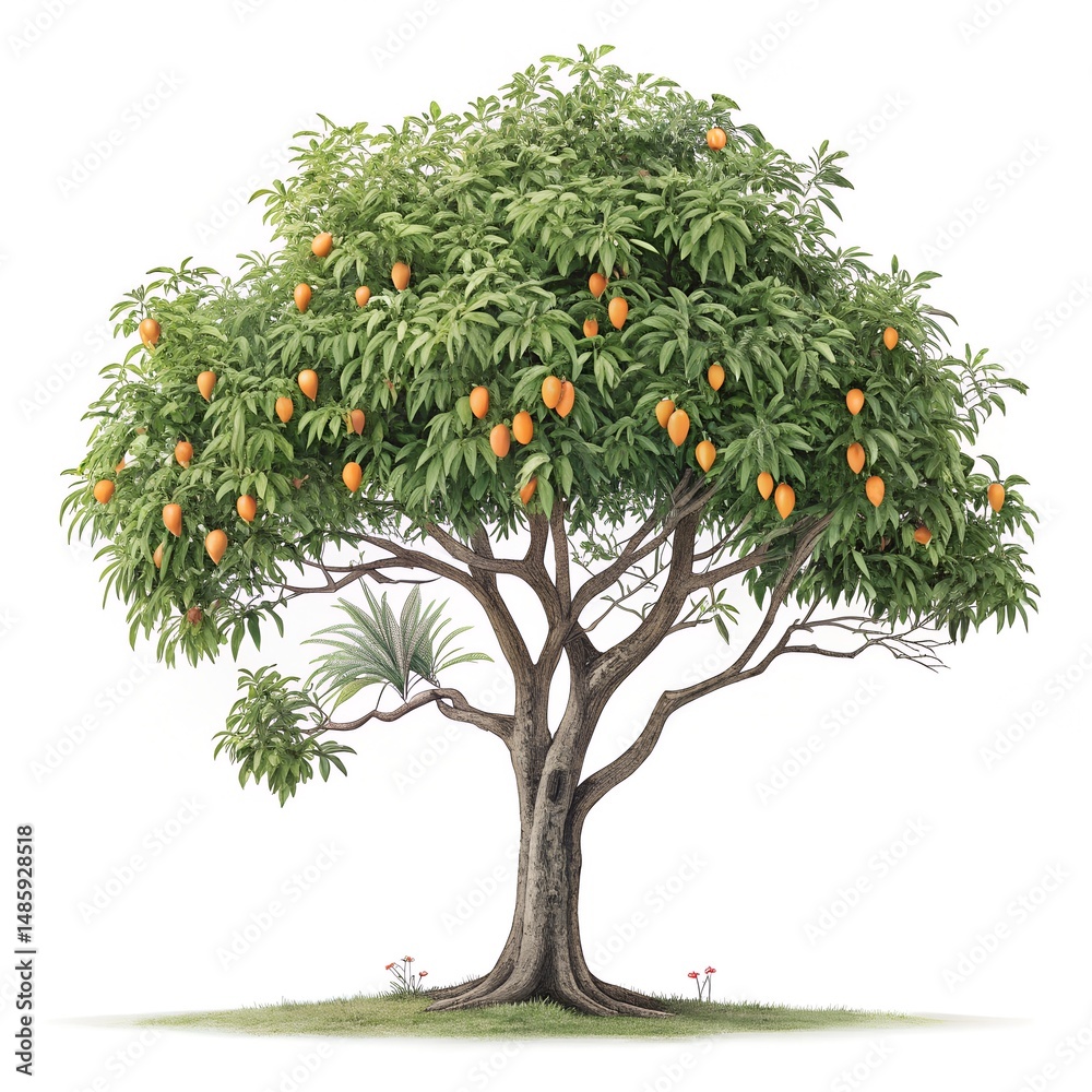 Mangifera indica tree isolated on white background Mangifera indica tree isolated on white background