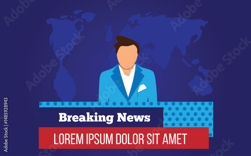 Breaking News Concept Screen with Reporter Map and Lower Third. Current affairs and watching television vector art