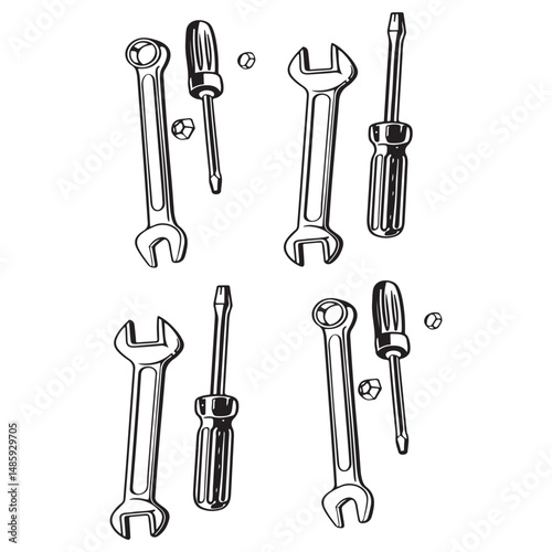 wrench and screwdrivers tools icon