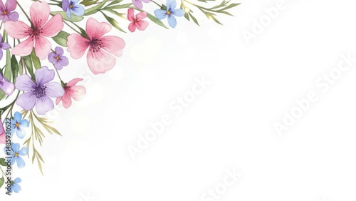 Watercolor floral corner in pastel shades