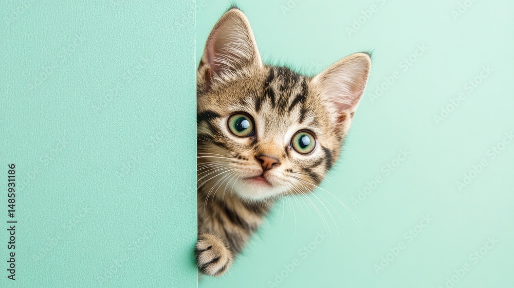 Cute kitten peeking through a hole Cute kitten peeking through a hole