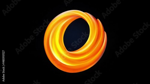 Abstract orange flow in a circular shape creating a mesmerizing three-dimensional effect