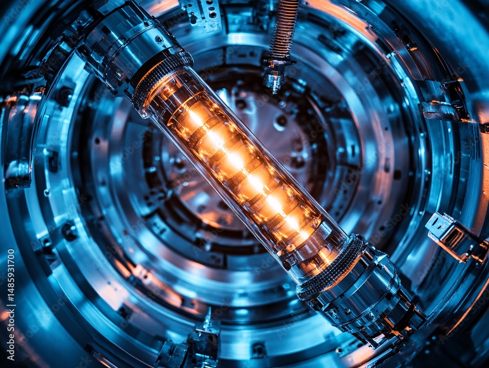 © Nontawat - Revolutionary energy generation close-up of uranium fuel rod in high-tech reactor industrial environment futuristic concept