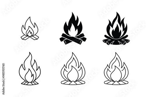 Minimal Campfire Icon Bold Vector Style