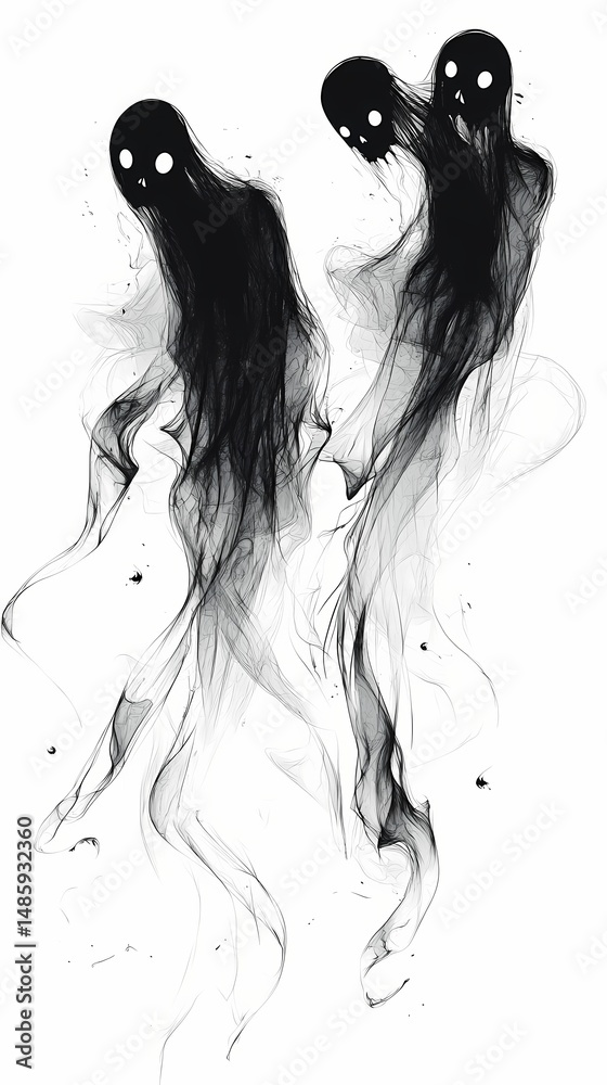 Fototapeta premium Abstract figures silhouetted against white backdrop