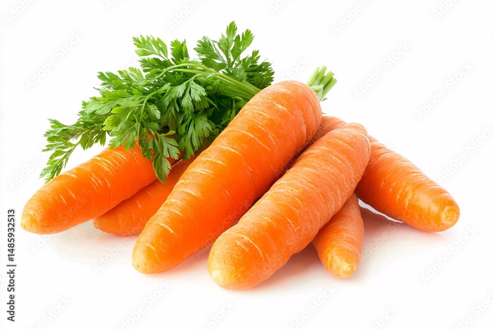 Bright orange carrots arranged neatly on white background Bright orange carrots arranged neatly on white background