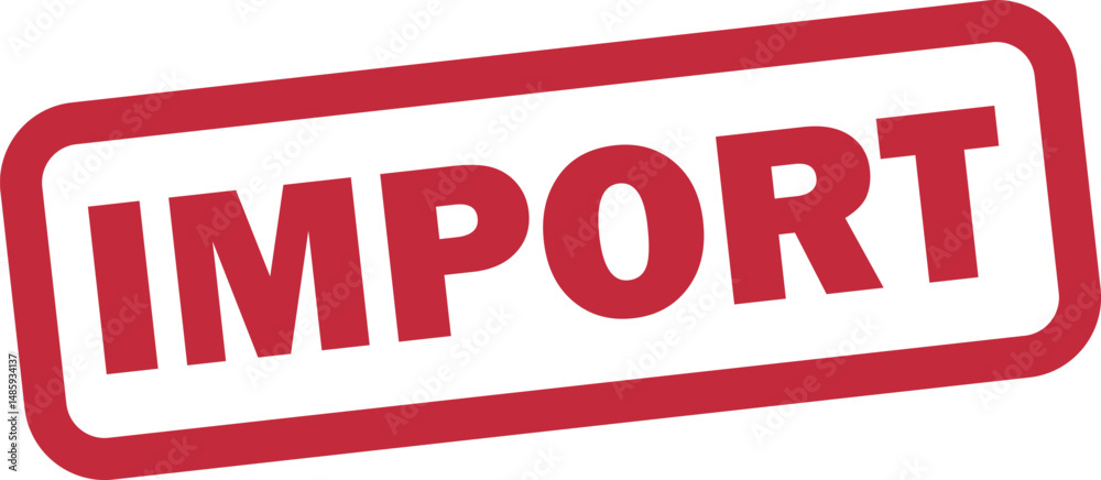 Fototapeta premium Import stamp icon isolated on white background . Red import stamp label icon . Vector