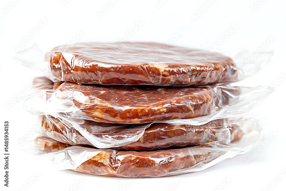 Stack of Frozen Beef Patties Stack of Frozen Beef Patties