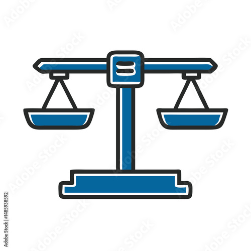 Traditional weighing scale icon in blue and black outline style  