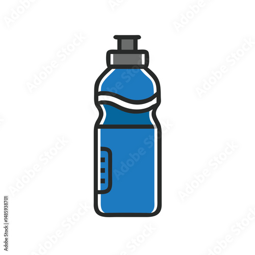 Blue sports water bottle with cap for hydration and fitness  
