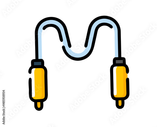 Jump rope with yellow handles in minimalist design  