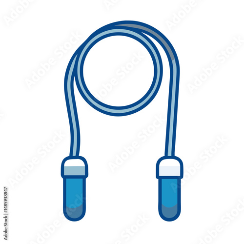 Jump rope with blue handles and cable in simplistic design  