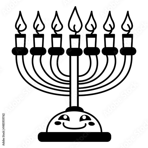 Hanukkah menorah cute stroke