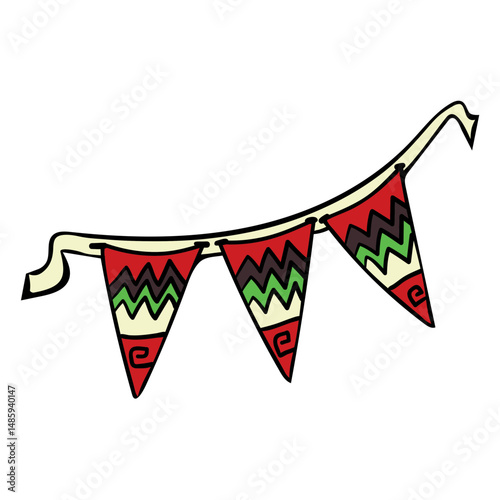 Kwanzaa pennants hand drawn color