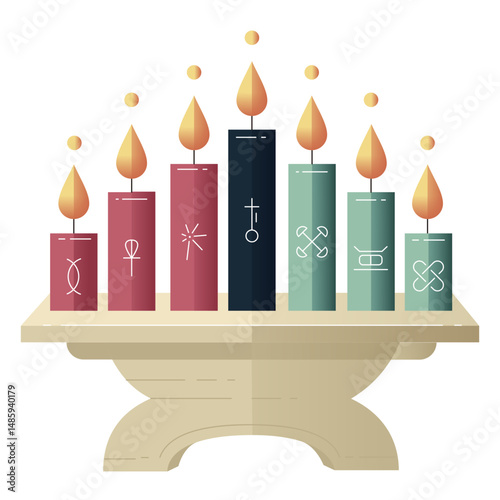 Kwanzaa symbols lampstand fradient