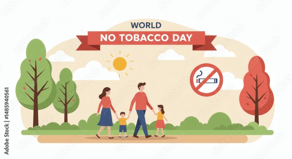 Fototapeta premium World No Tobacco Day Family Fun, Healthy Lungs, Smoke-Free Future