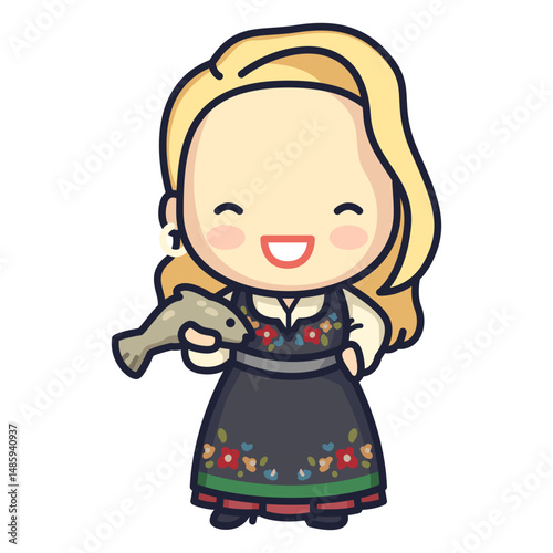 Cute norwegian woman character