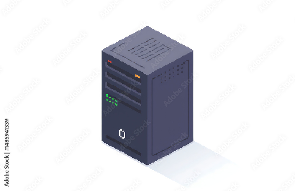 Obraz premium pixel art vector illustration server icon isolation simple white background easy viewing