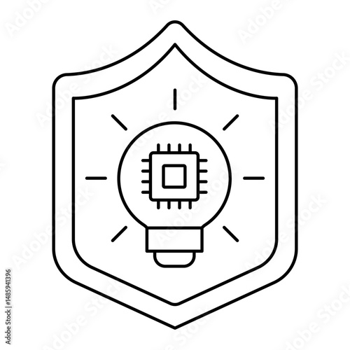 Safe Innovation. AI safety icon inside shield representing ethical innovation and secure development