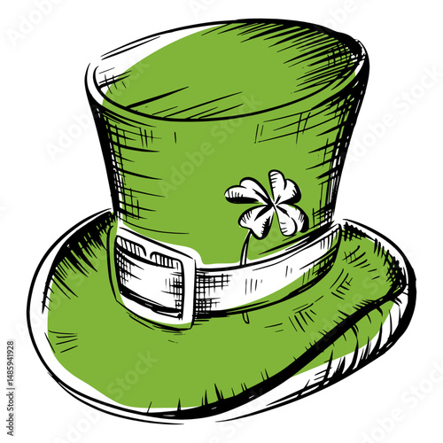 St patricks day hat with clover green