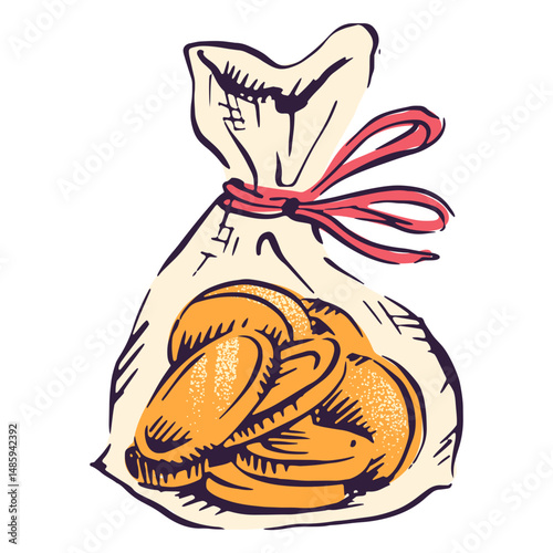 Coin bag hanukkah tradition illustration
