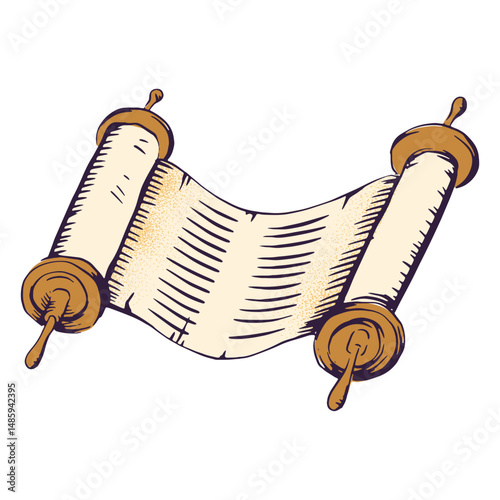 Ancient scroll jewish illustration