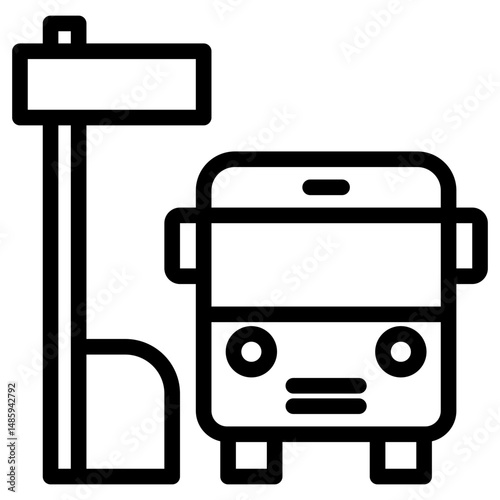 Bus stop icon in vector illustration