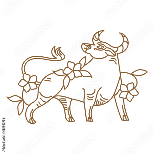 Floral ox chinese stroke
