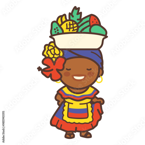 Colombian fruit lady flat