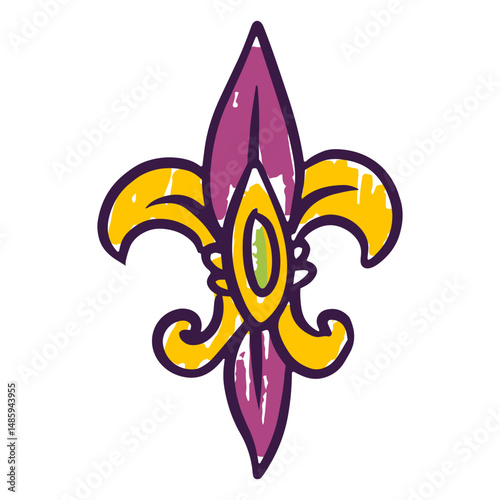 Hand drawn colored fleur de lis