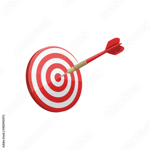 “Red Dart Hitting Bullseye on Target – Precision Aim Concept Illustration”