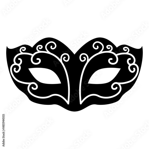 Monochromatic mardi gras swirly mask